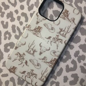 Western-Themed Phone Case - Brown and Cream